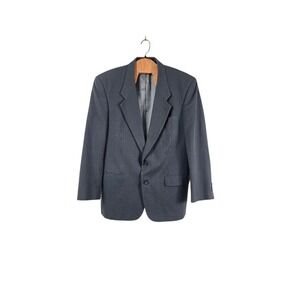 Petrocelli Blazer Mens 42R Grey Pure Wool Windowpane Check Sport Coat Vintage